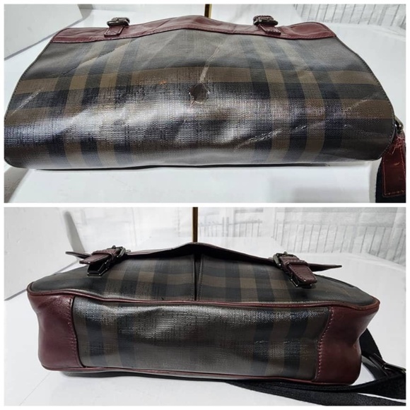 Authentic Burberry Smoked Check Crossbody/Messenger Bag Wine/Brown - Picture 14 of 16
